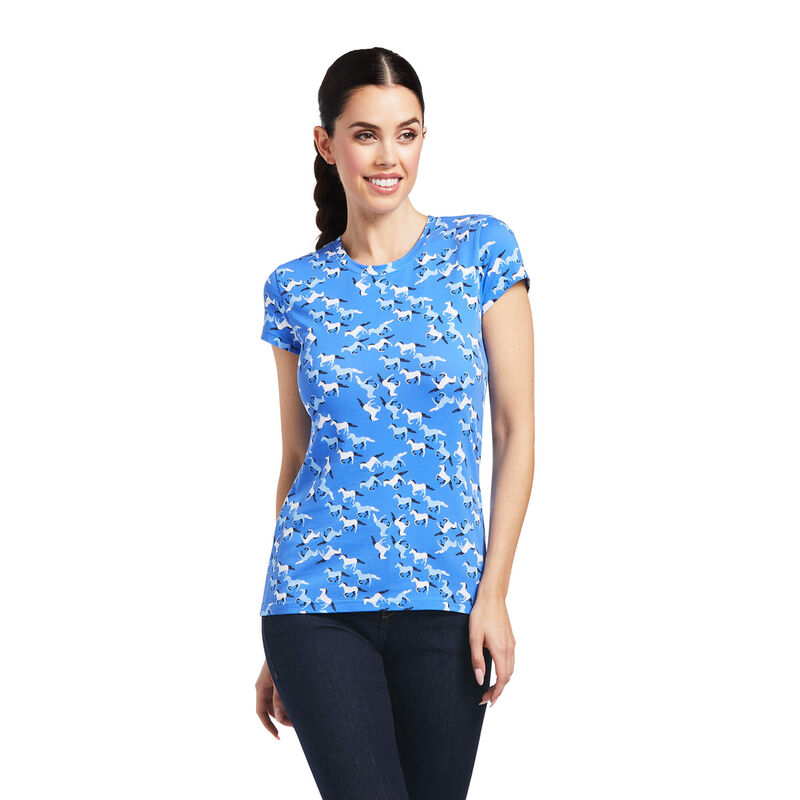 Camisetas Ariat Gallop Azules Mujer - Chile 452-ULSBGP